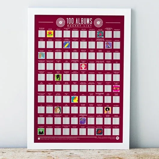Gift Republic 100 Albums Bucket List Scratch Poster